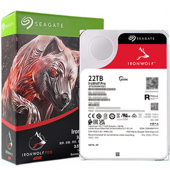 希捷（SEAGATE）酷狼PRO 7200转256MB SATA接口 CMR垂直 22TB ST22000NT001